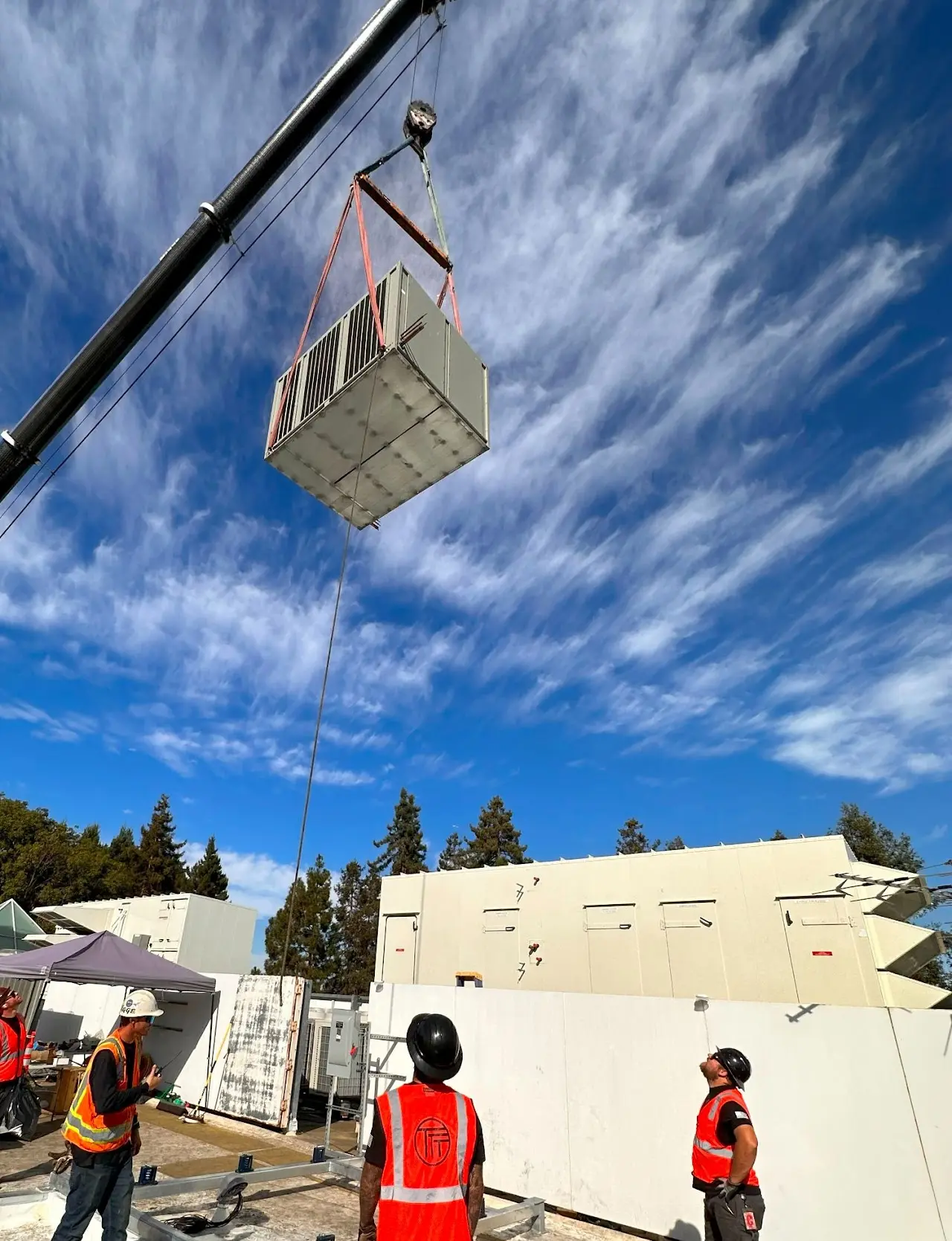 T3 Mechanical crane staging for mechanical equipment relocation in the Bay Area