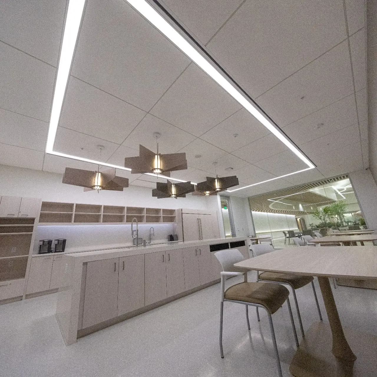 Finished break room in a Bay Area commercial tenant improvement project